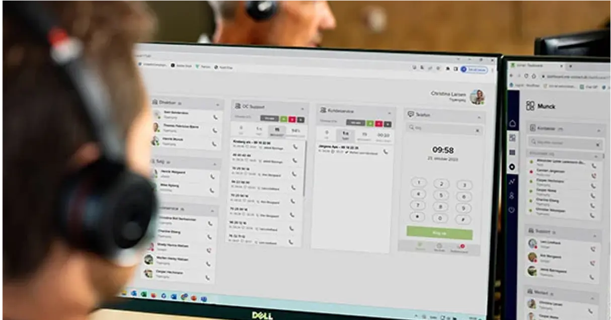 Erhvervsmobilabonnement med integrationer Telefonisystem på computerskærm med integration af erhvervstelefoni og virksomhedens systemer. Anvendes som illustratino af smarte integrationer til erhvervsabonnementer til erhverv hos Uni-tel.