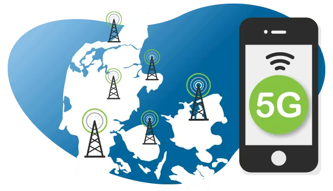 Illustration af 5G-netværk til mobilabonnementer til erhverv med hurtigt mobilt internet